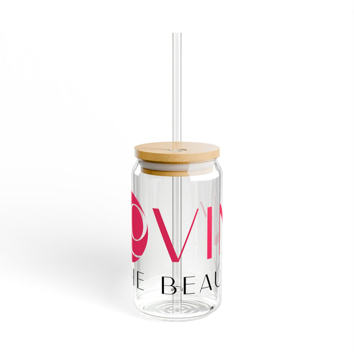 Love The Beauty Sipper Glass - 16oz Transparent Drinkware with Bamboo Lid - Lovin’ The Beauty