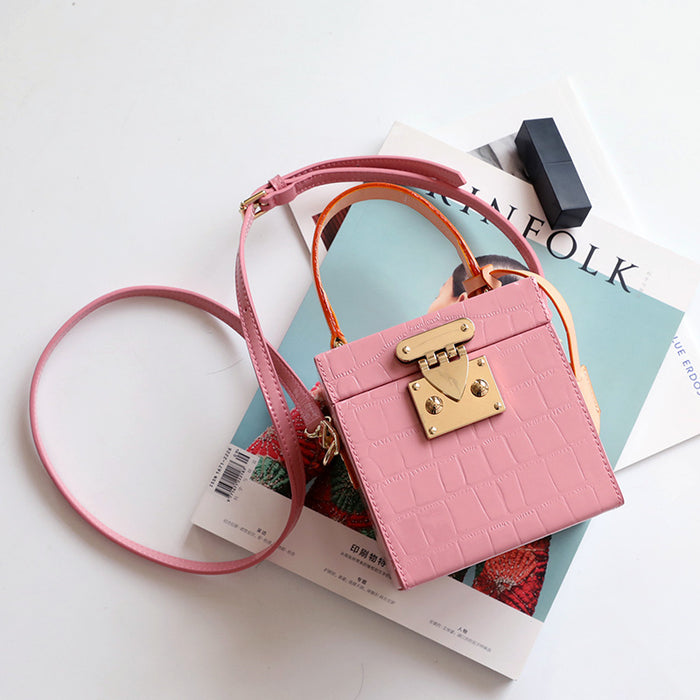 Mini Square Slung Leather Lock Box Purse - Lovin’ The Beauty