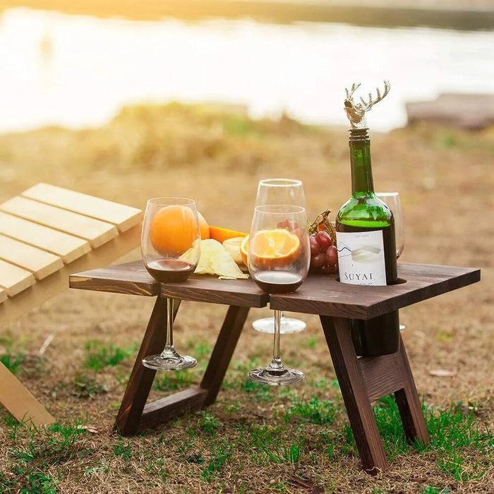 Portable Wooden Glass Wine Table Rack - Lovin’ The Beauty 