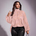 Plus-size Floral Sheer Long-sleeve Scarf-collar Chic Workwear Shirt - Lovin’ The Beauty 