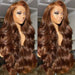 Chocolate Brown 13x4 Lace Front Wig Human Hair Color 4 Body Wave Density