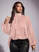 Plus-size Floral Sheer Long-sleeve Scarf-collar Chic Workwear Shirt - Lovin’ The Beauty 