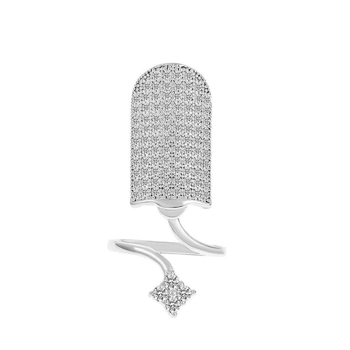 European And American Trend Geometric Diamond Nail Ring Copper Gold Plated