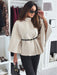 New Stand Collar Batwing Sleeves Cloak Top With Belt Ins Fashion Temperament Jacket Woolen Sweater Outwear For Women Clothing - Lovin’ The Beauty 