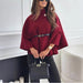 New Stand Collar Batwing Sleeves Cloak Top With Belt Ins Fashion Temperament Jacket Woolen Sweater Outwear For Women Clothing - Lovin’ The Beauty 