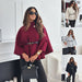 New Stand Collar Batwing Sleeves Cloak Top With Belt Ins Fashion Temperament Jacket Woolen Sweater Outwear For Women Clothing - Lovin’ The Beauty 