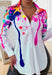 Spring And Autumn Leisure Ink-Splash Printed Side Slit Long Sleeve Shirt - Lovin’ The Beauty 
