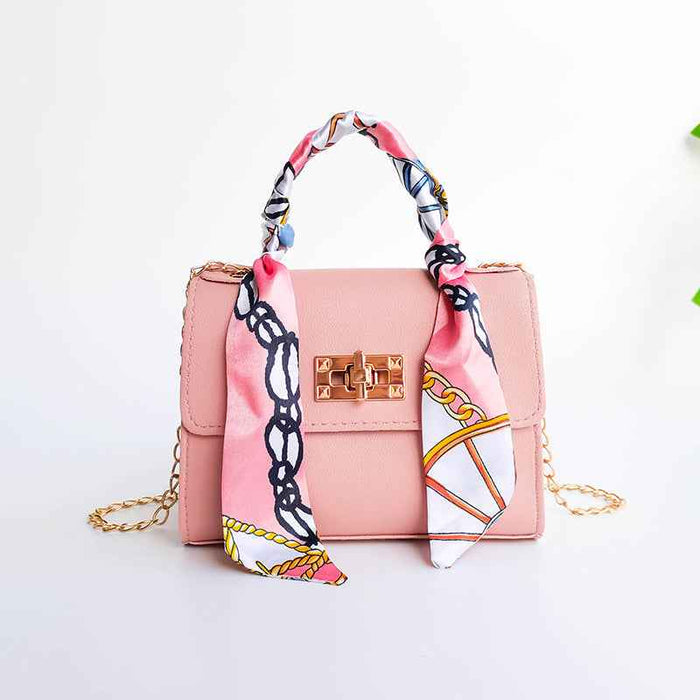 Women's Niche Versatile Candy-Colored Handbag With Silk Scarf Crossbody Strap