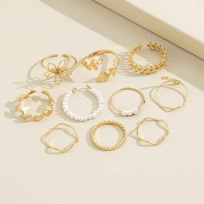 Openwork Flower Ring For Women Alloy Electroplated Glossy Jewelry