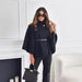 New Stand Collar Batwing Sleeves Cloak Top With Belt Ins Fashion Temperament Jacket Woolen Sweater Outwear For Women Clothing - Lovin’ The Beauty 