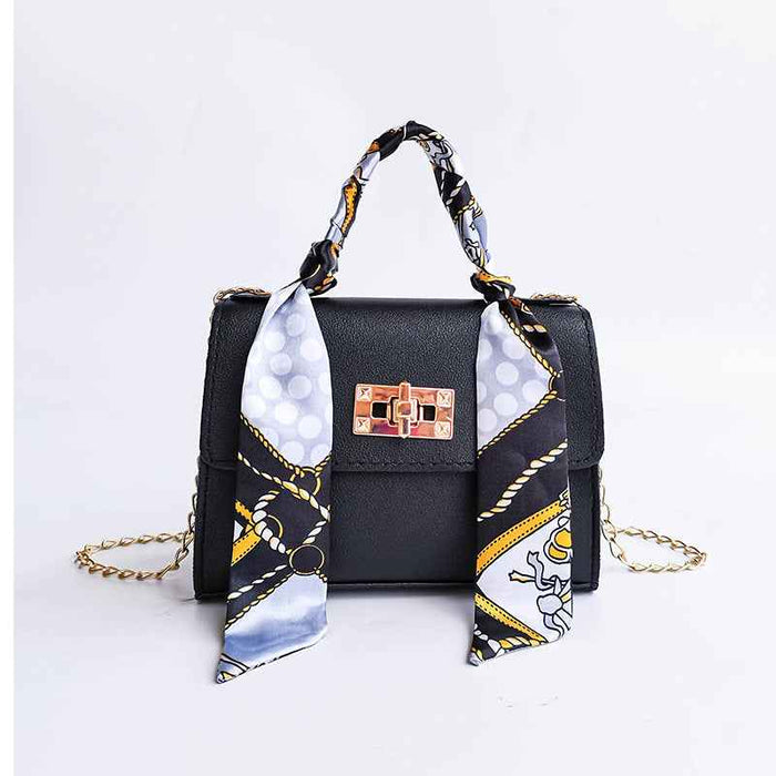 Women's Niche Versatile Candy-Colored Handbag With Silk Scarf Crossbody Strap