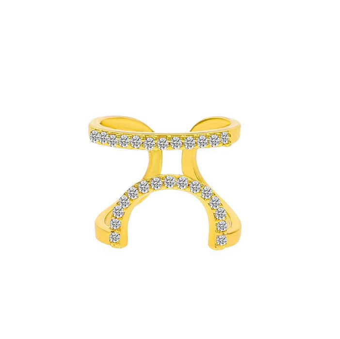 European And American Trend Geometric Diamond Nail Ring Copper Gold Plated