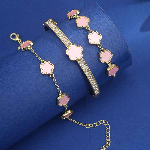 Lucky Five Petal Flower Lace Bracelet Set Three Piece For Women