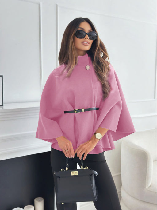 New Stand Collar Batwing Sleeves Cloak Top With Belt Ins Fashion Temperament Jacket Woolen Sweater Outwear For Women Clothing - Lovin’ The Beauty 
