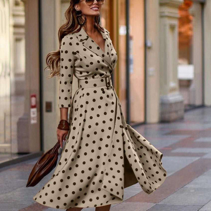 Autumn Mid - Length Flannel Dress with Belt - Lovin’ The Beauty