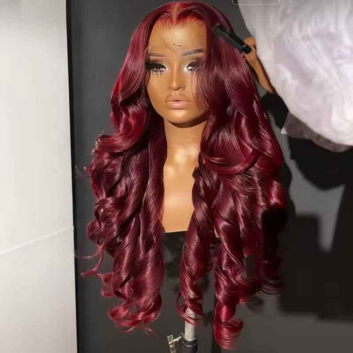 Body Wave Human Hair Wig 13x4 HD Burgundy Lace Front Brazilian Wig