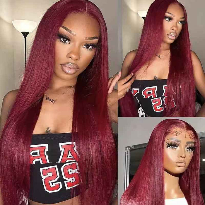Body Wave Human Hair Wig 13x4 HD Burgundy Lace Front Brazilian Wig