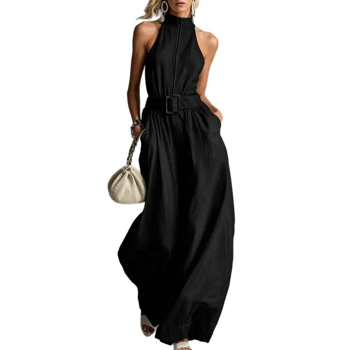 Elegant Round-neck Halter Jumpsuit