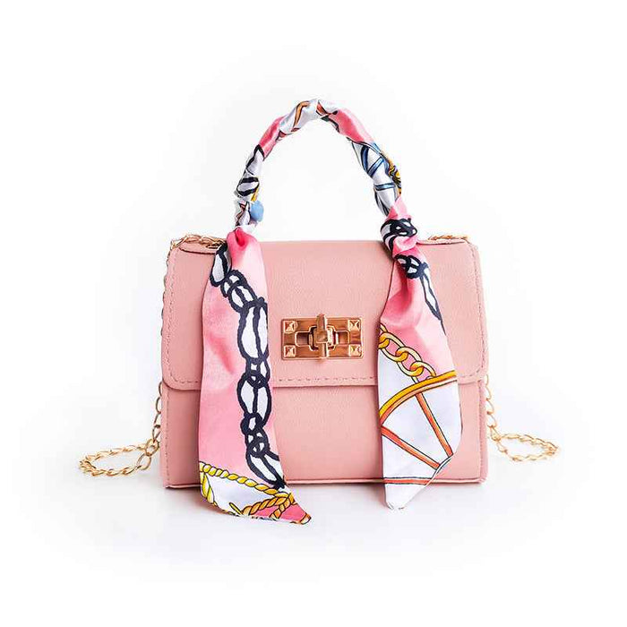 Women's Niche Versatile Candy-Colored Handbag With Silk Scarf Crossbody Strap