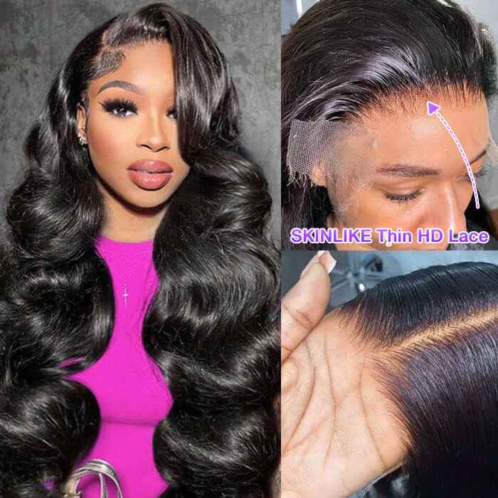 13x4 Lace Front Human Hair Wigs Natural Color Body Wave Density