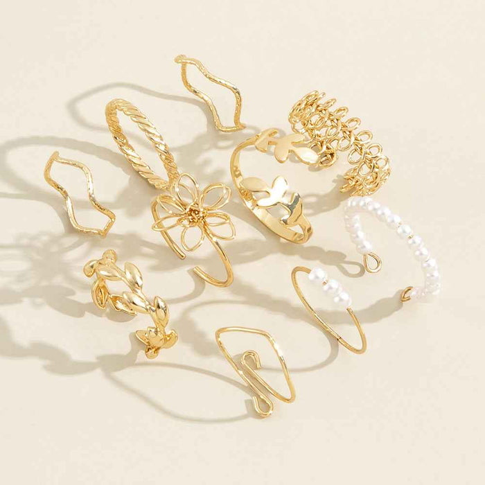 Openwork Flower Ring For Women Alloy Electroplated Glossy Jewelry