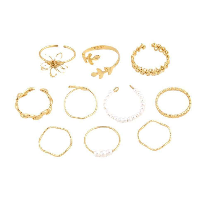 Openwork Flower Ring For Women Alloy Electroplated Glossy Jewelry