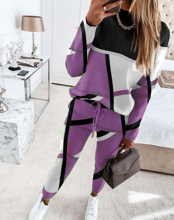 Stripe - Shape Pattern Casual Women's Sports Suit - Lovin’ The Beauty