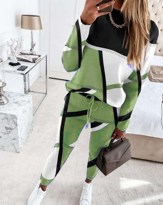 Stripe - Shape Pattern Casual Women's Sports Suit - Lovin’ The Beauty
